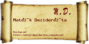 Matók Dezideráta névjegykártya
